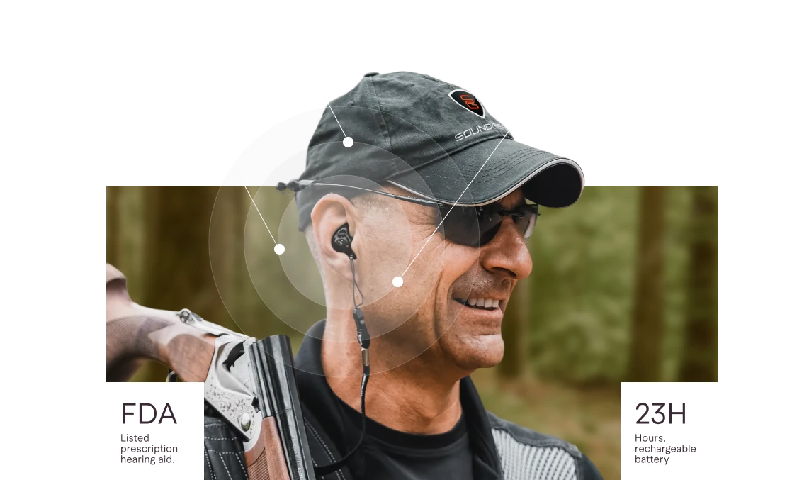 First responder wearing on-person hearing protection in an outdoor setting