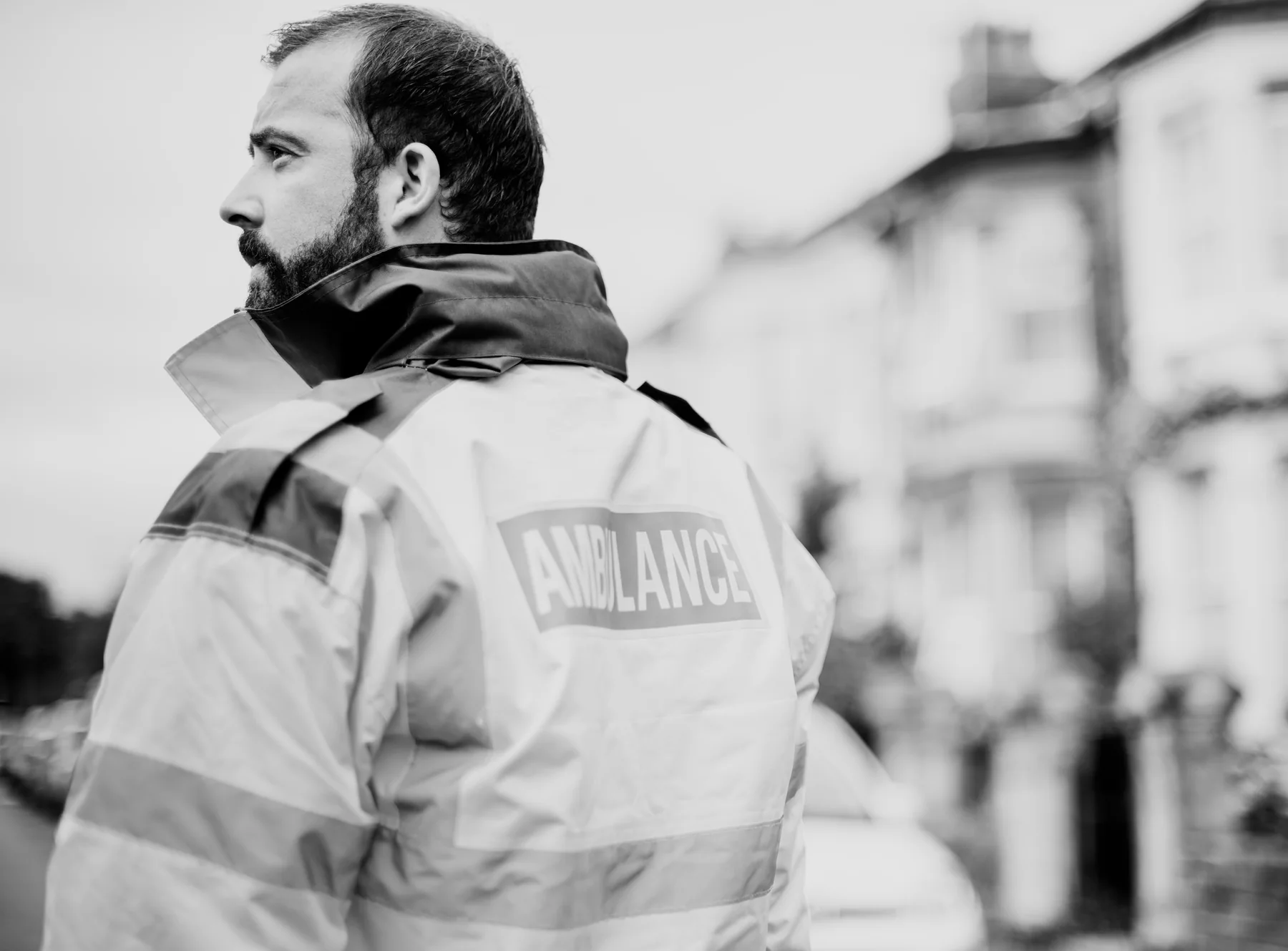 Boise Hears protection visual: B&W Paramedic